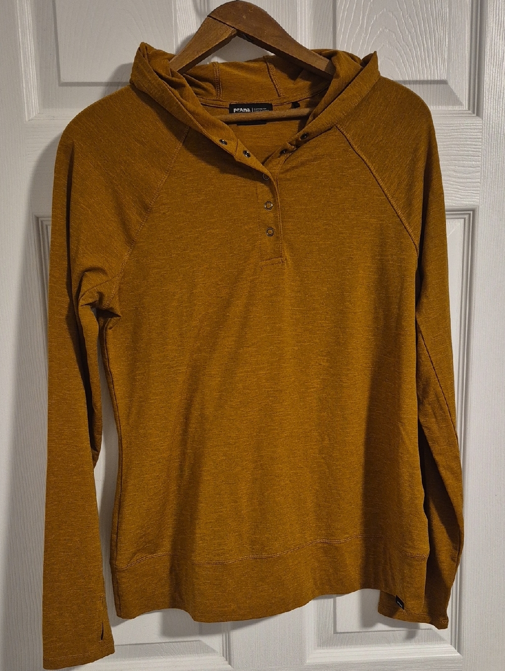 Prana Women's Mustard Hooded Henley Pullover
